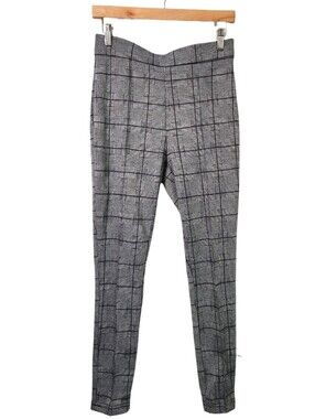 Romeo + Juliet Couture Womens Medium Glen Plaid Trousers Gray Black 26 Inseam